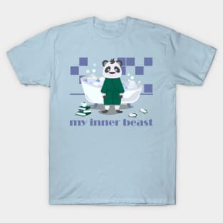 My inner beast panda washing in bathroom with foam and bubbles T-Shirt